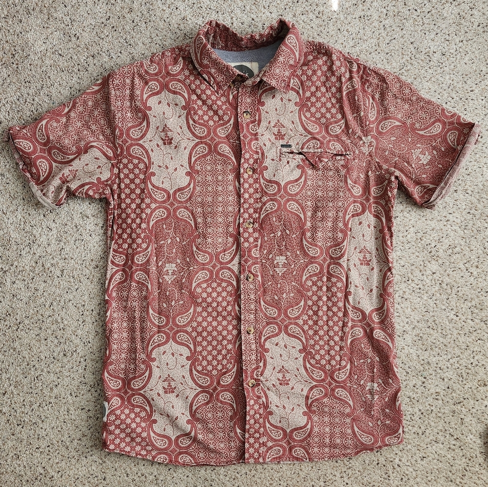 Rip Curl Red and White Casual Button Down Shirt